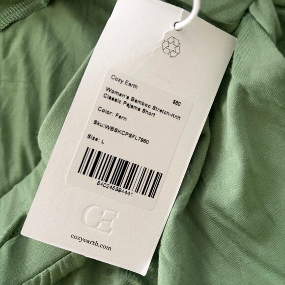 Cozy Earth Bamboo Classic Pajama Shorts Green L - Picture 4 of 5